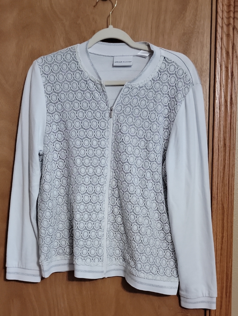 Alfred Dunner White Ribbed Knit Top